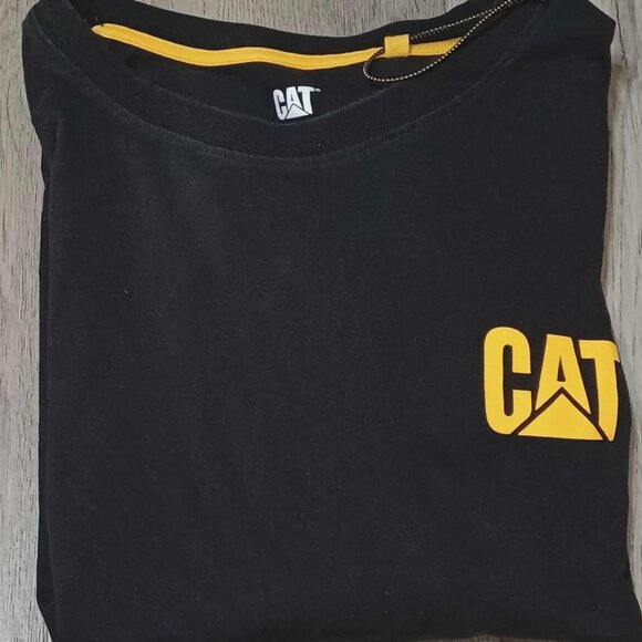 Men's CAT Black XXL Long Sleeve T-Shirt Lightweight Workwear - Picture 3 of 6